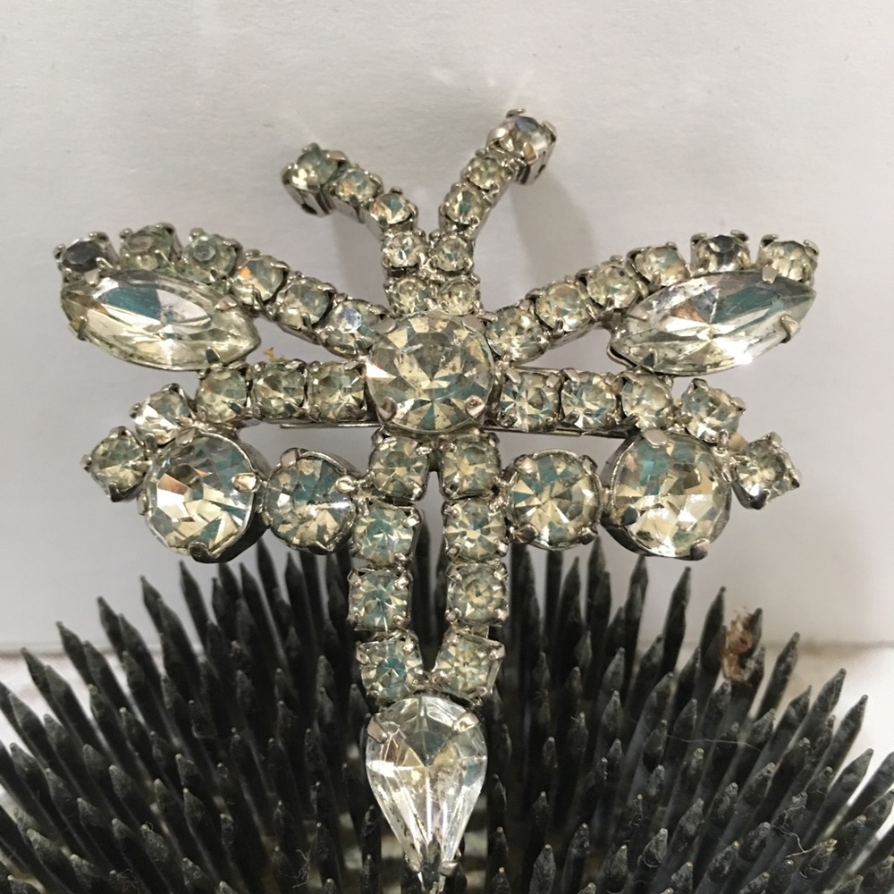 Vintage Rhinestone Butterfly Brooch - Picture 4 of 7